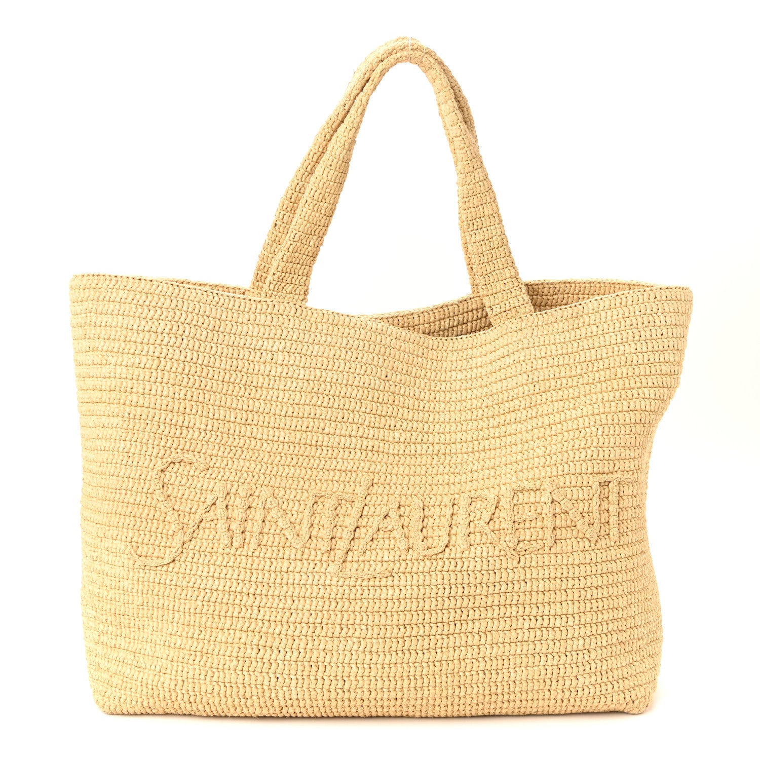 Saint Laurent Raffia Logo Tote Naturel 2 of 17