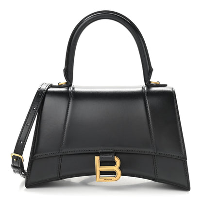 Balenciaga Shiny Box Calfskin Small Hourglass Top Handle Bag Black 1 of 8