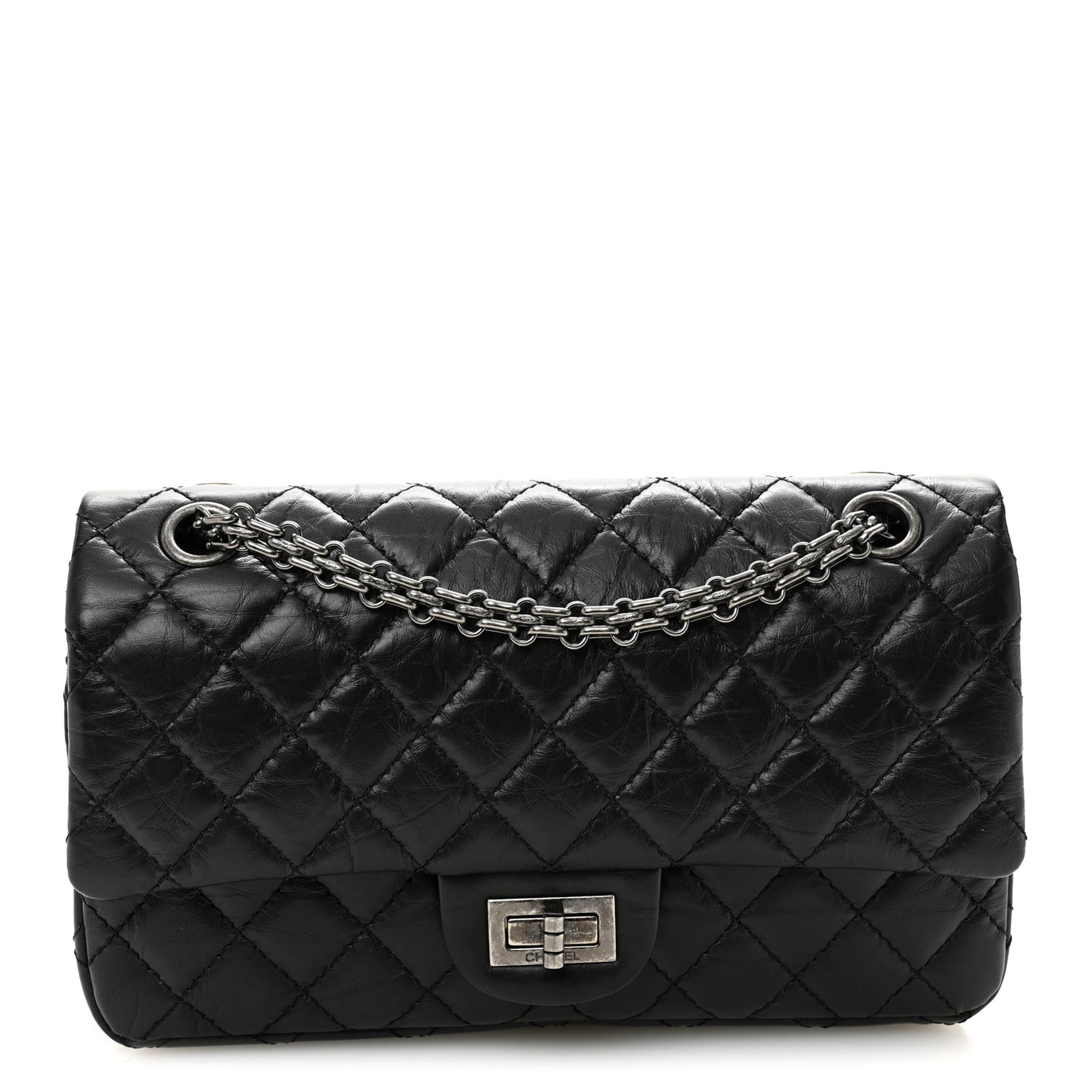 Aged Calfskin Quilted 2.55 Reissue 225 Flap Black