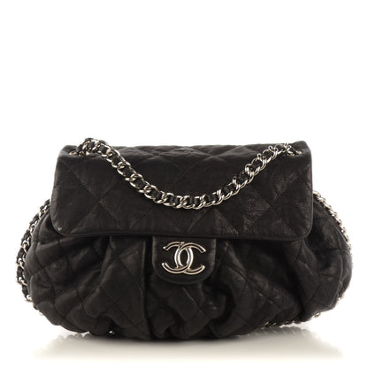 Chanel Washed Lambskin Quilted Medium Chain Around Messenger Black 1 of 7