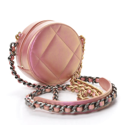 Chanel Iridescent Calfskin Quilted 19 Round Clutch With Chain Pink 3 of 11