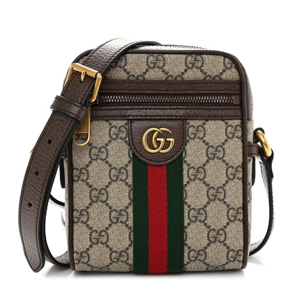 Gucci GG Supreme Monogram Web Mini Ophidia Messenger Brown 1 of 9