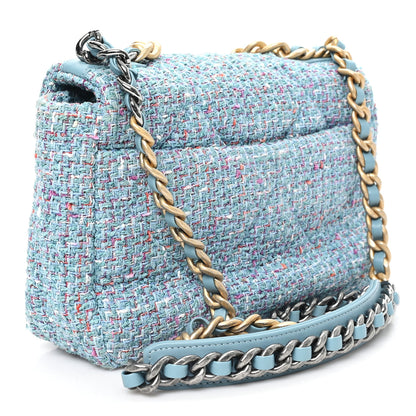 Chanel Tweed Quilted Medium Chanel 19 Flap Blue Multicolor 3 of 11