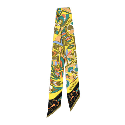 Hermes Silk Folklore Twilly Jaune Citron Kaki Saumon 2 of 3