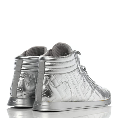 Fendi X NICKI MINAJ Metallic Nappa Macro FF Embossed Prints On High Top Sneakers 40 Silver 4 of 9