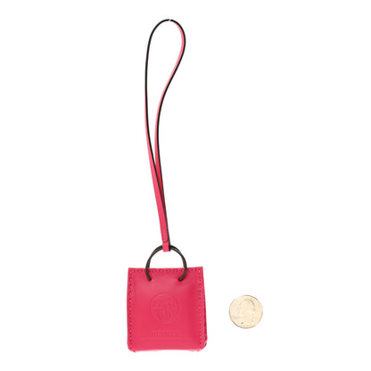 Hermes Milo Lambskin Swift Shopping Bag Charm Rose Mexico 2 of 5