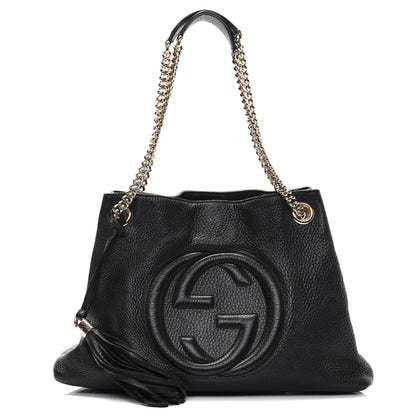 Gucci Pebbled Calfskin Medium Soho Chain Shoulder Bag Black 1 of 18