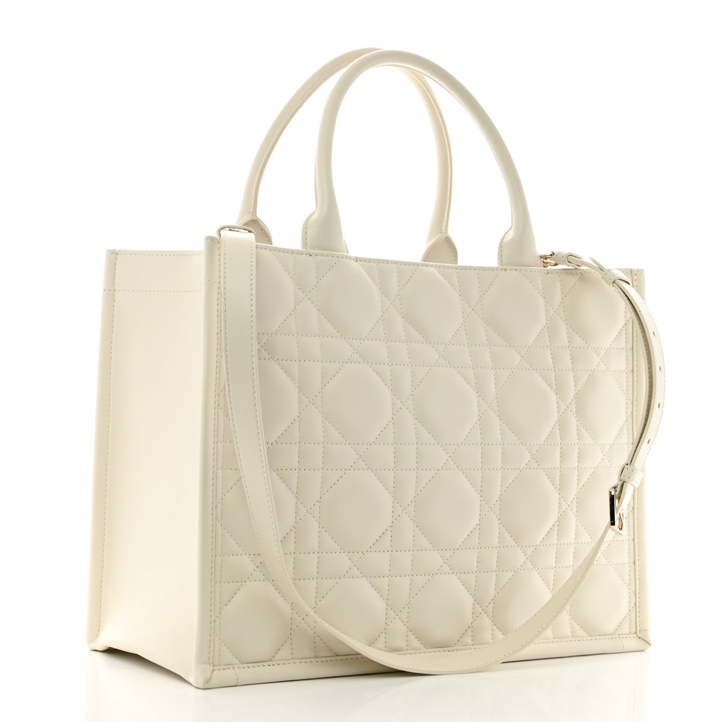 Calfskin Macro Cannage Medium Book Tote Latte