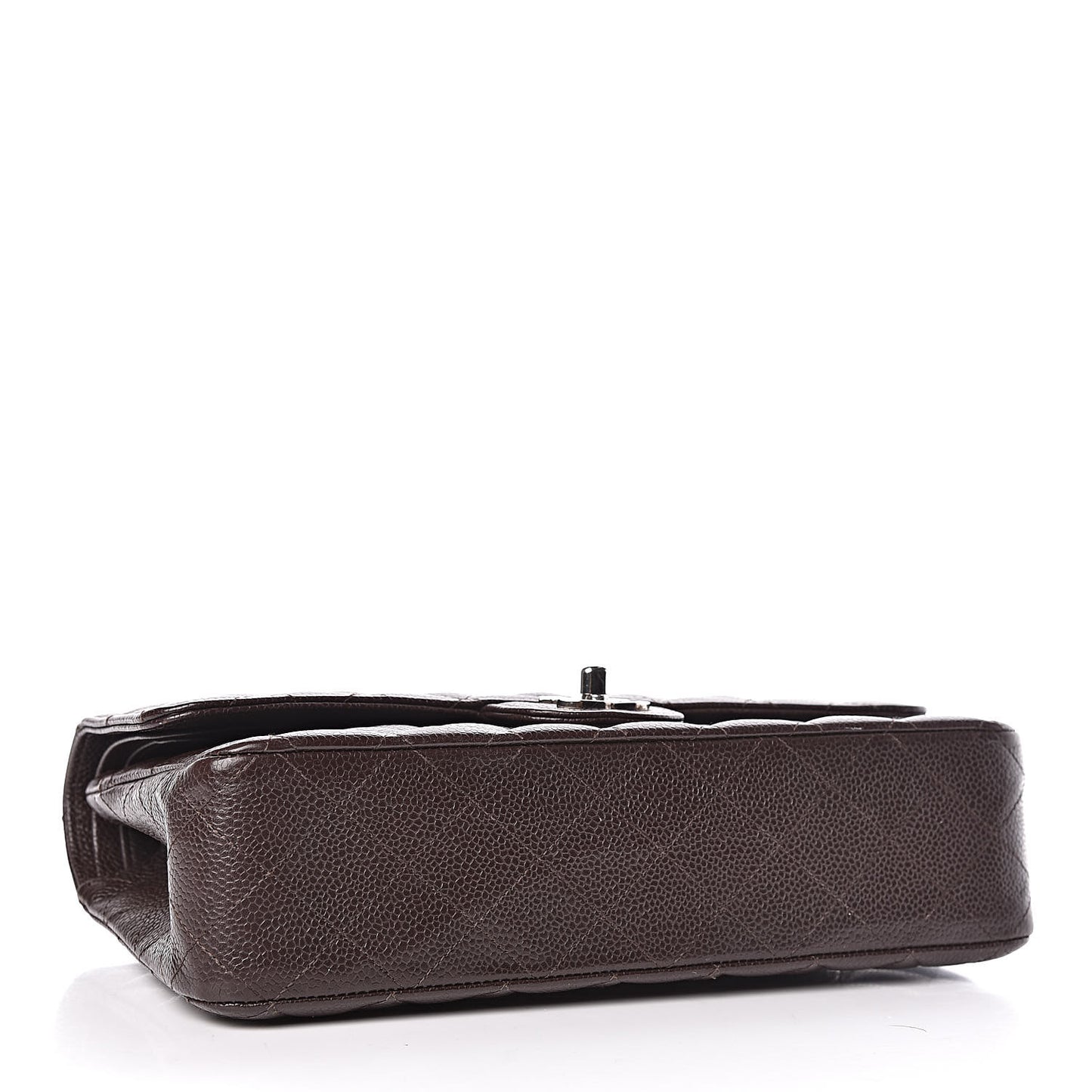 Caviar Quilted Medium Double Flap Brown