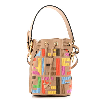 Fendi Canvas Vitello King F is Fendi FF Multicolor Embroidered Mini Mon Tresor Bucket Bag Multicolor Cuoio 1 of 10