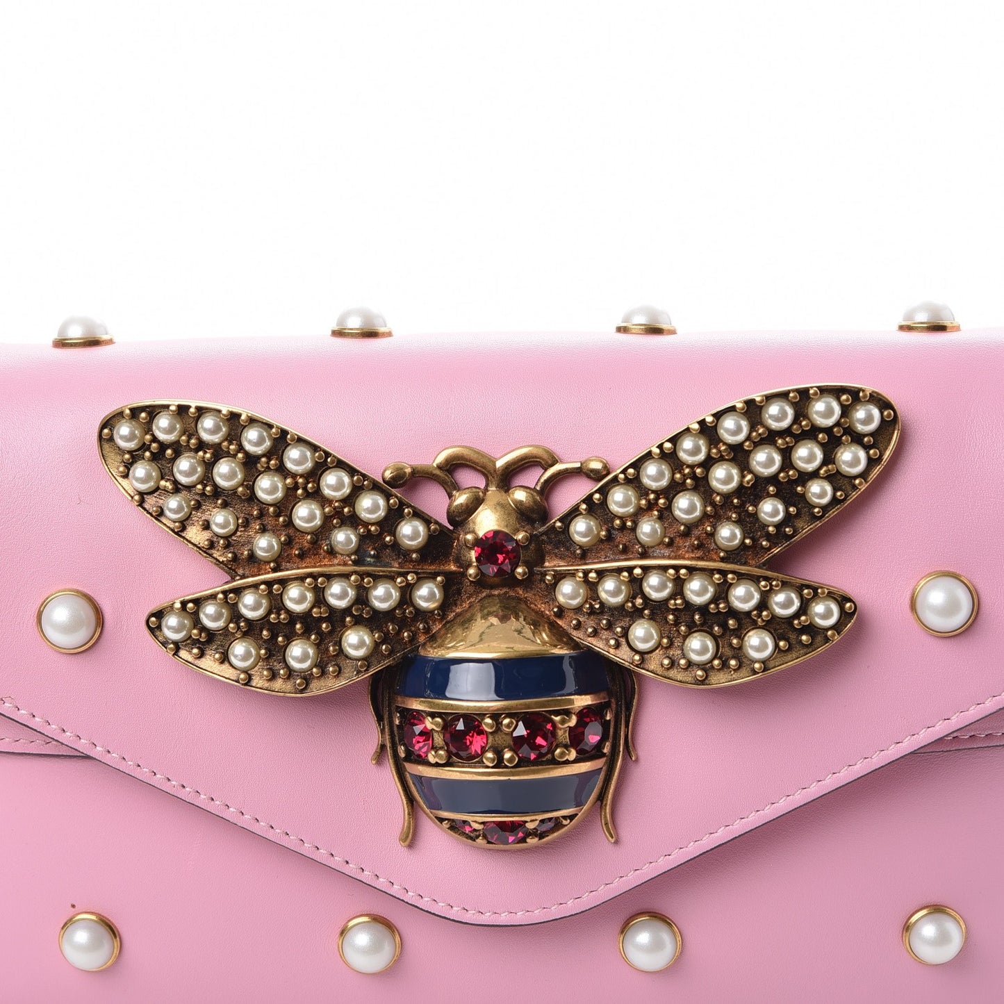 Nappa Pearl Studded Mini Queen Margaret Broadway Shoulder Bag Sugar Pink