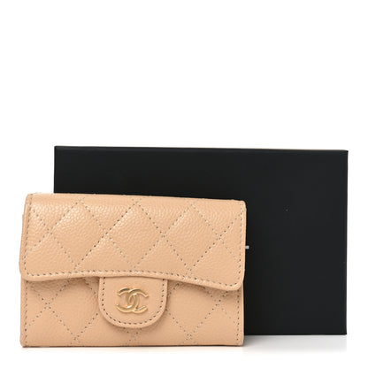 Chanel Caviar Quilted Flap Card Holder Wallet Beige 9 of 9