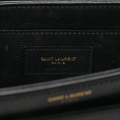 Saint Laurent Box Calfskin Monogram Medium Solferino Satchel Black 6 of 12