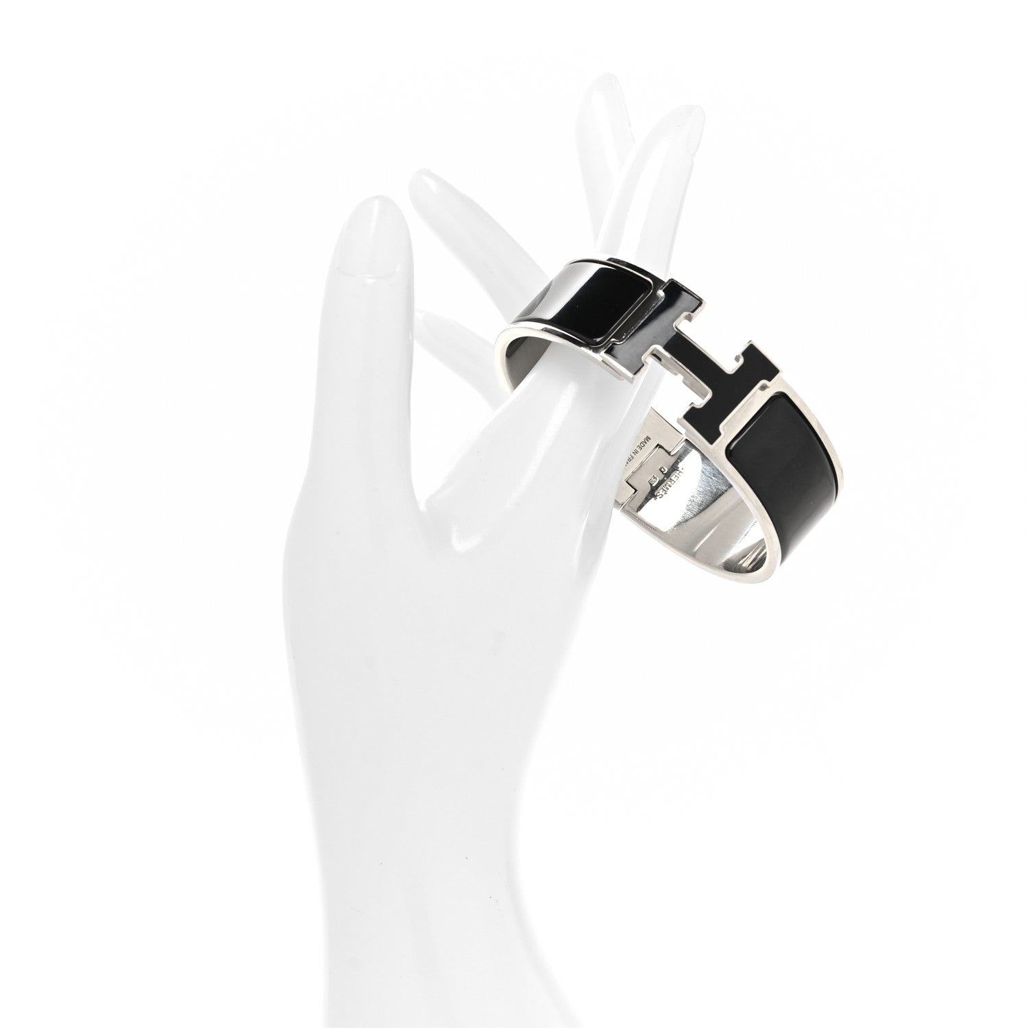 Hermes Enamel Wide Clic Clac H Bracelet GM Black 2 of 4