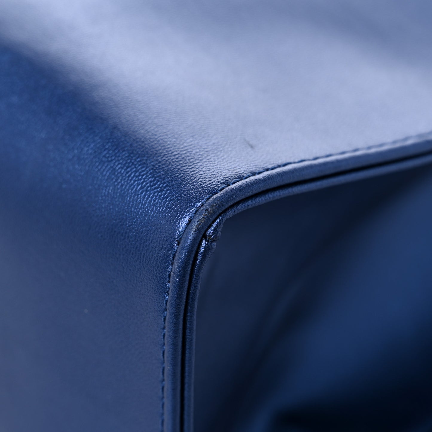 Metallic Vegan Leather Medium Shopping Bag Cobalt