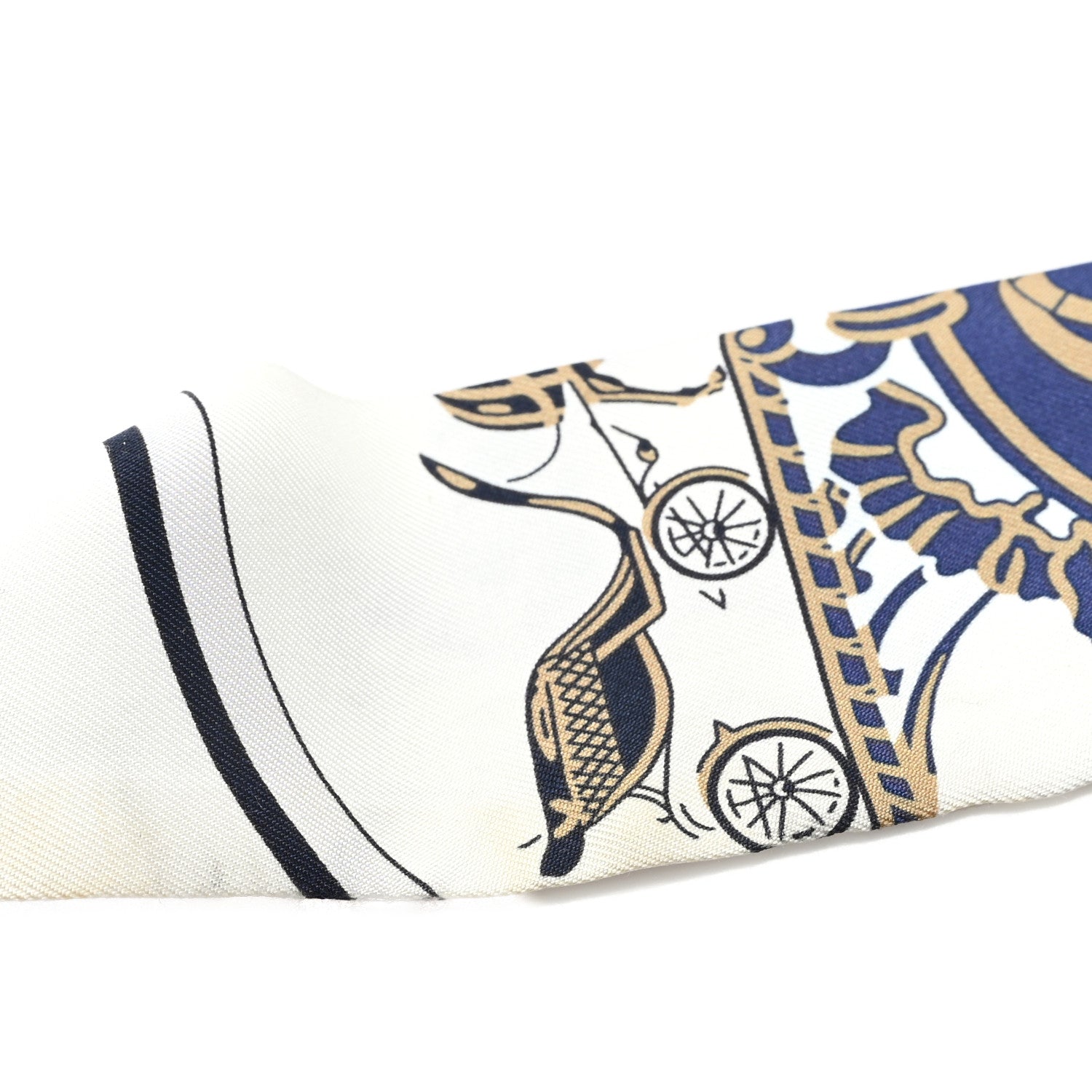 Hermes Silk Ex-Libris Twilly White Marine Gris 4 of 4