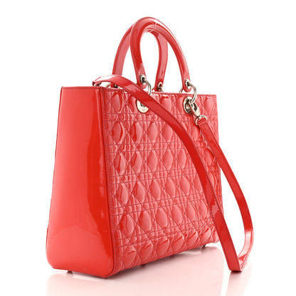 Christian Dior Patent Cannage Large Lady Dior Red 3 of 18