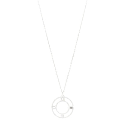 Tiffany 18K White Gold Diamond Medium Atlas Open Pave Pendant Necklace 1 of 7