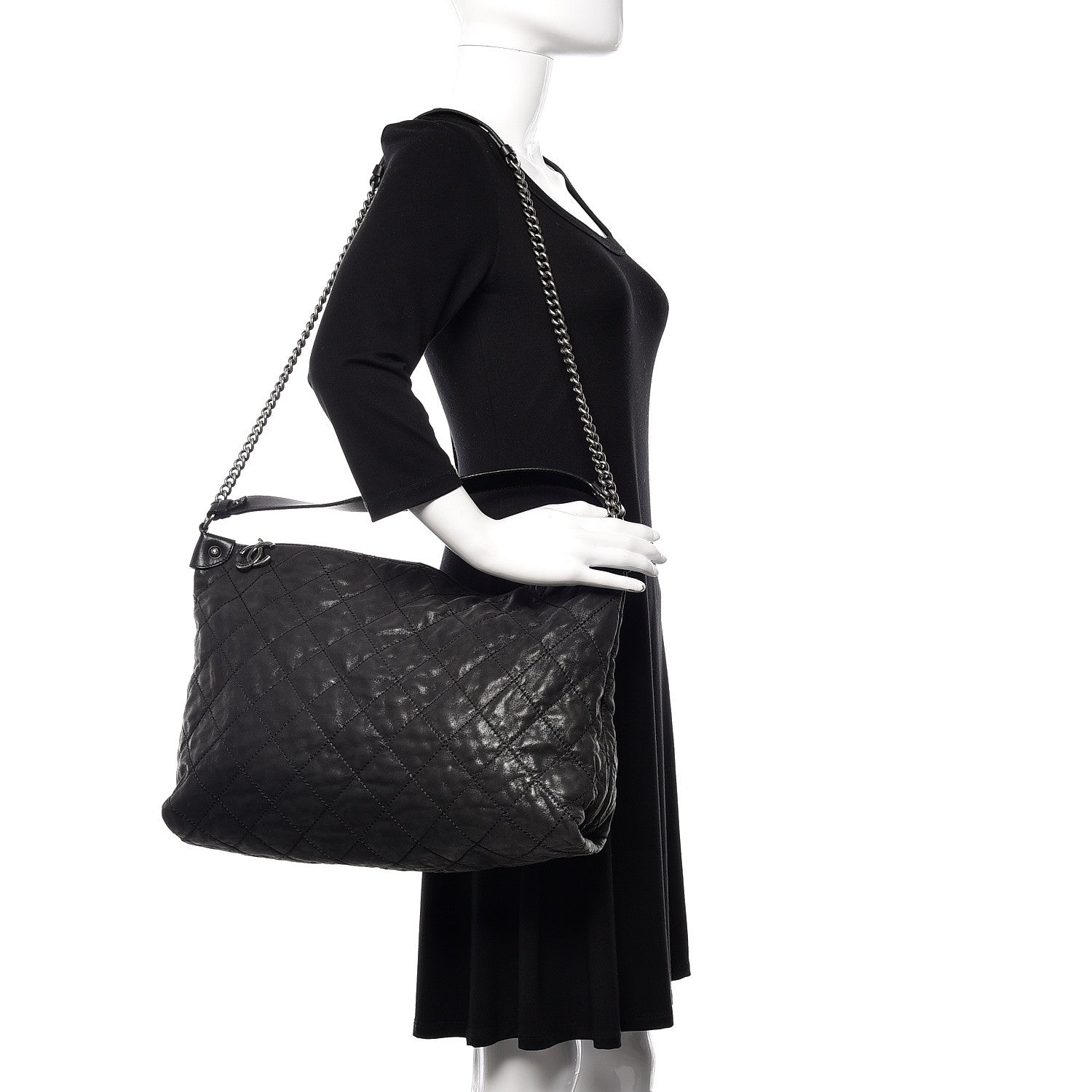 Chanel Iridescent Calfskin Coco Daily Hobo Black 2 of 13