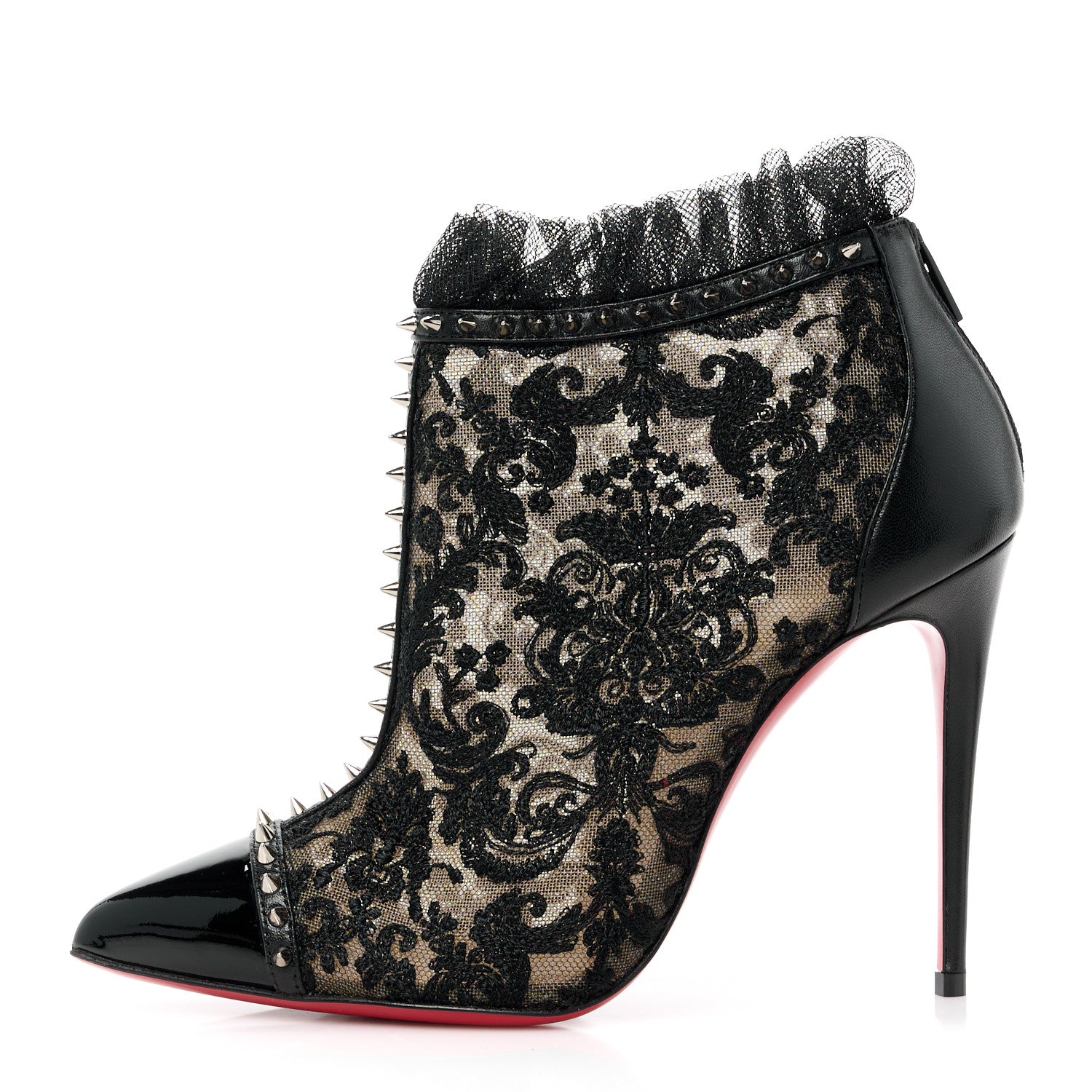 Christian Louboutin CHRISTIAN LOUBOUTIN Lace Studded Pigalle 100 Booties 36 Black 1 of 9