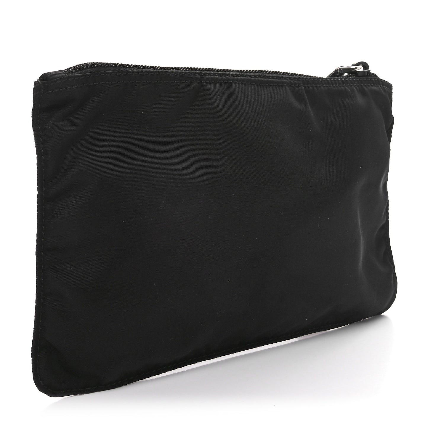 Re-Nylon Saffiano Vela Necessaire Flat Pouch Black