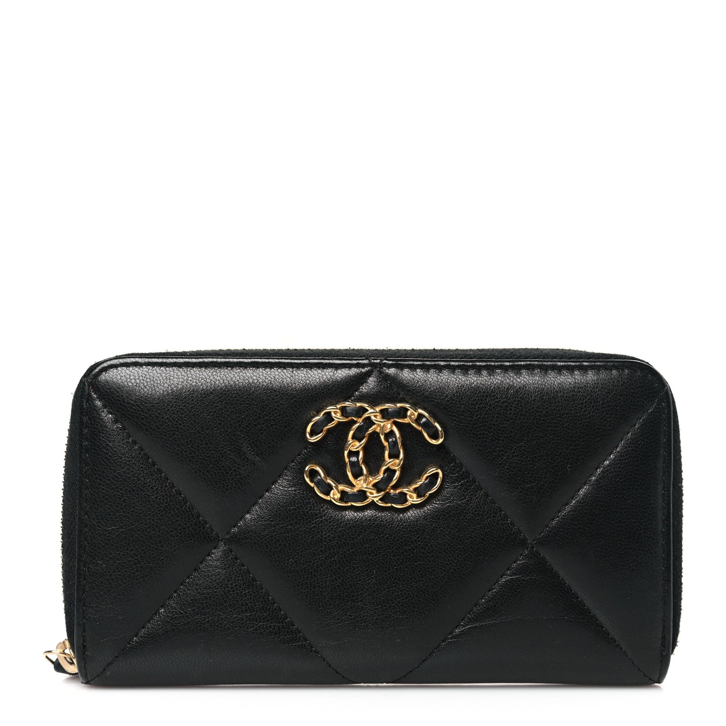 Goatskin Quilted Medium Chanel 19 Zipped Wallet Black