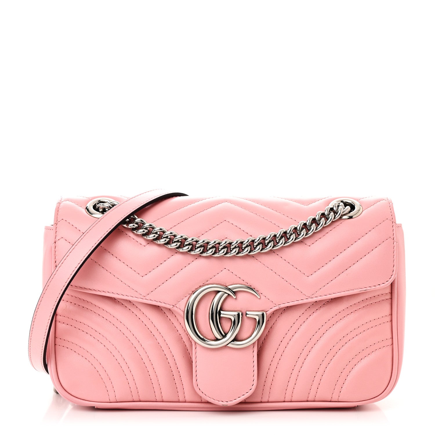 Gucci Calfskin Matelasse Small GG Marmont Shoulder Bag Wild Rose 1 of 11
