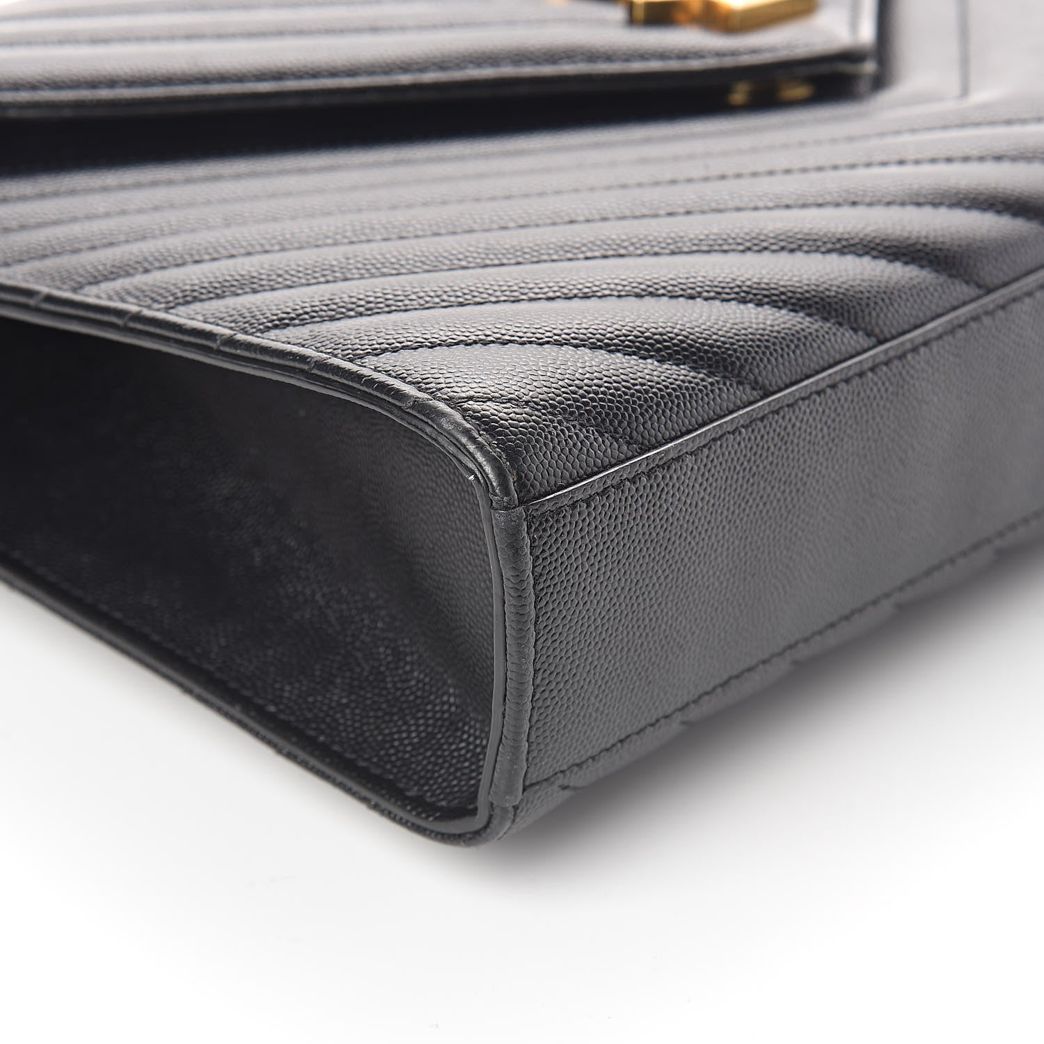 Saint Laurent Grain De Poudre Matelasse Chevron Large Monogram Satchel Black 10 of 11