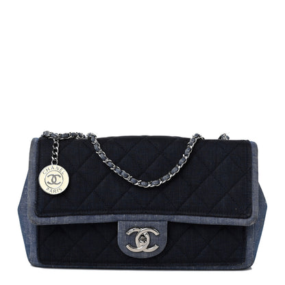 Chanel Denim Quilted Medium Graphic Flap Light Blue 1 of 9