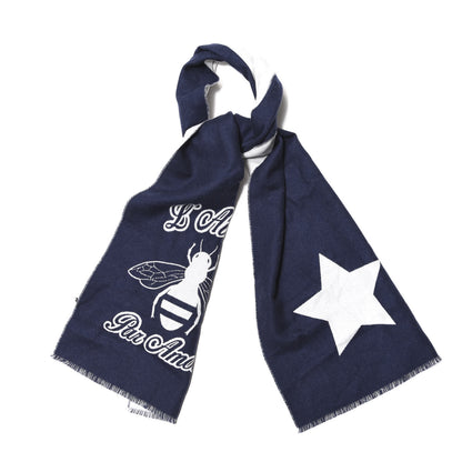 Gucci Wool Bee Scarf Navy White 1 of 5