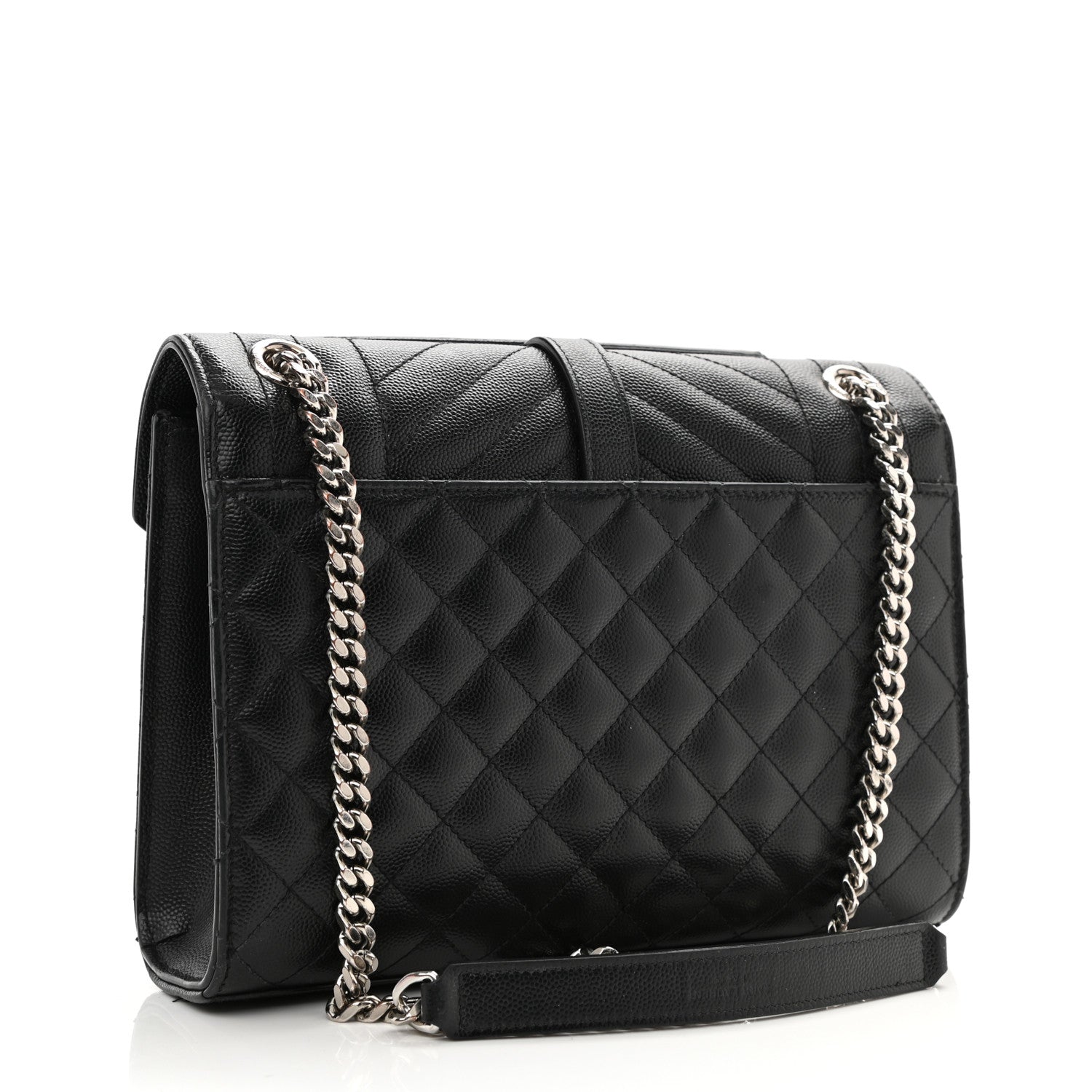 Saint Laurent Grain De Poudre Textured Mixed Matelasse Triquilt Medium Monogram Satchel Black 3 of 14