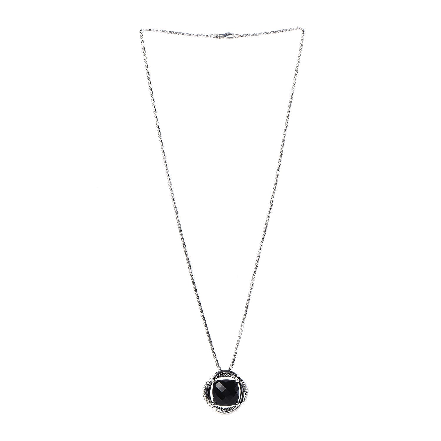 David Yurman Sterling Silver Black Onyx 14mm Infinity Pendant Necklace 3 of 6