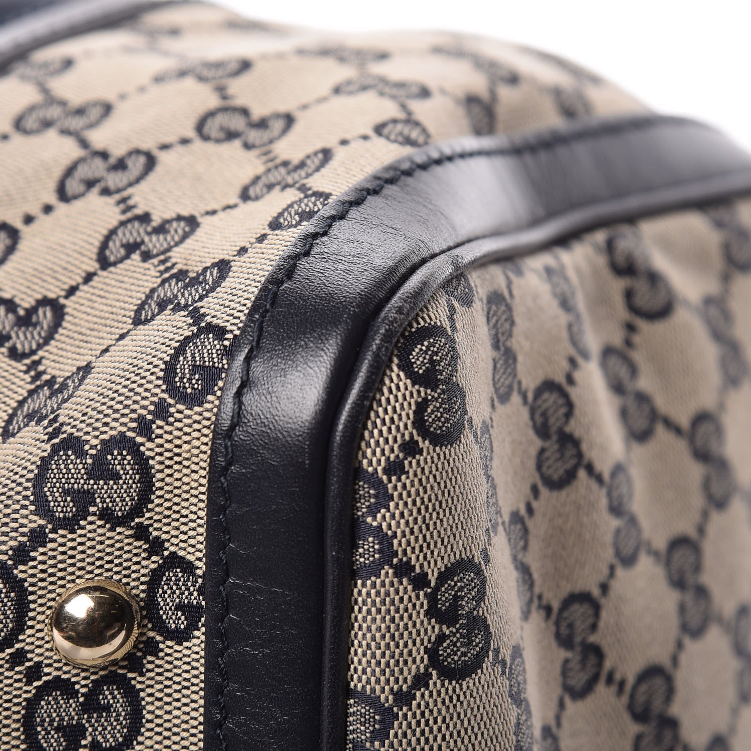 Gucci Monogram Selleria Calfskin Vintage Web Medium Boston Beige Blue 13 of 14