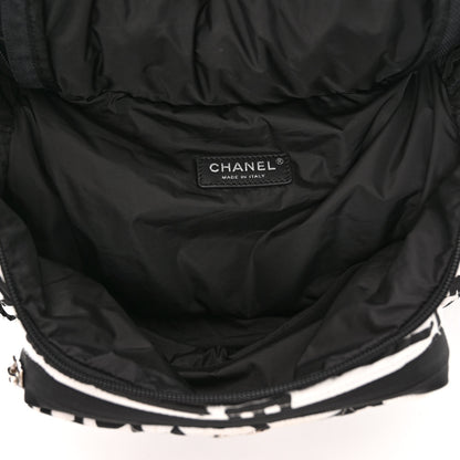 Chanel Nylon Printed Quilted Coco Neige Convertible Backpack Black White 6 of 12