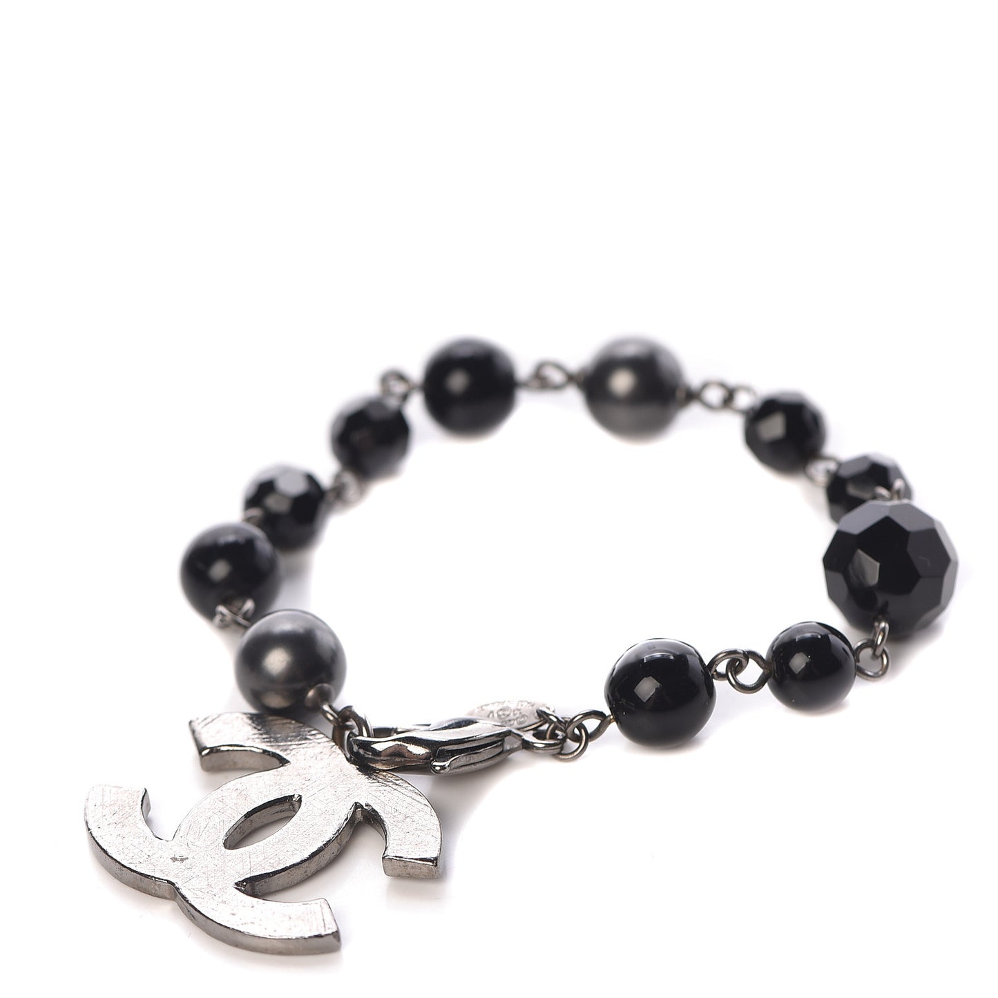 Ruthenium Bead CC Bracelet Black
