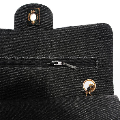 Chanel Denim Quilted Small Double Flap Bag Black 9 of 9