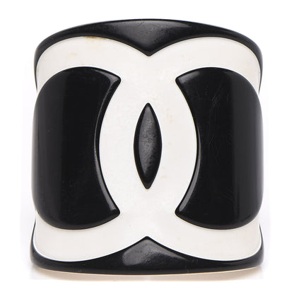 Chanel Resin CC Wide Cuff Black White 1 of 6