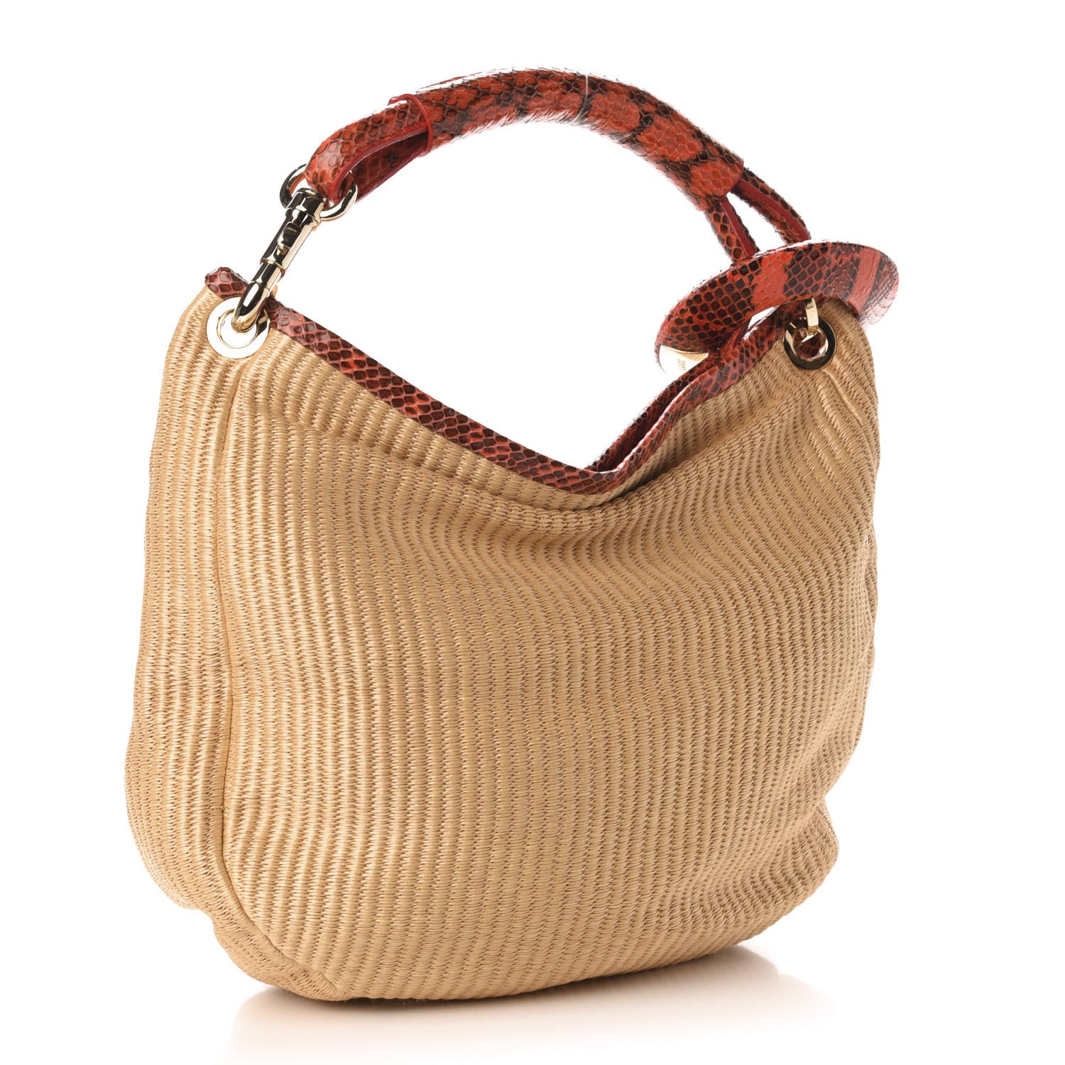 Jimmy Choo Raffia Snakeskin Sky Hobo Orange 3 of 10