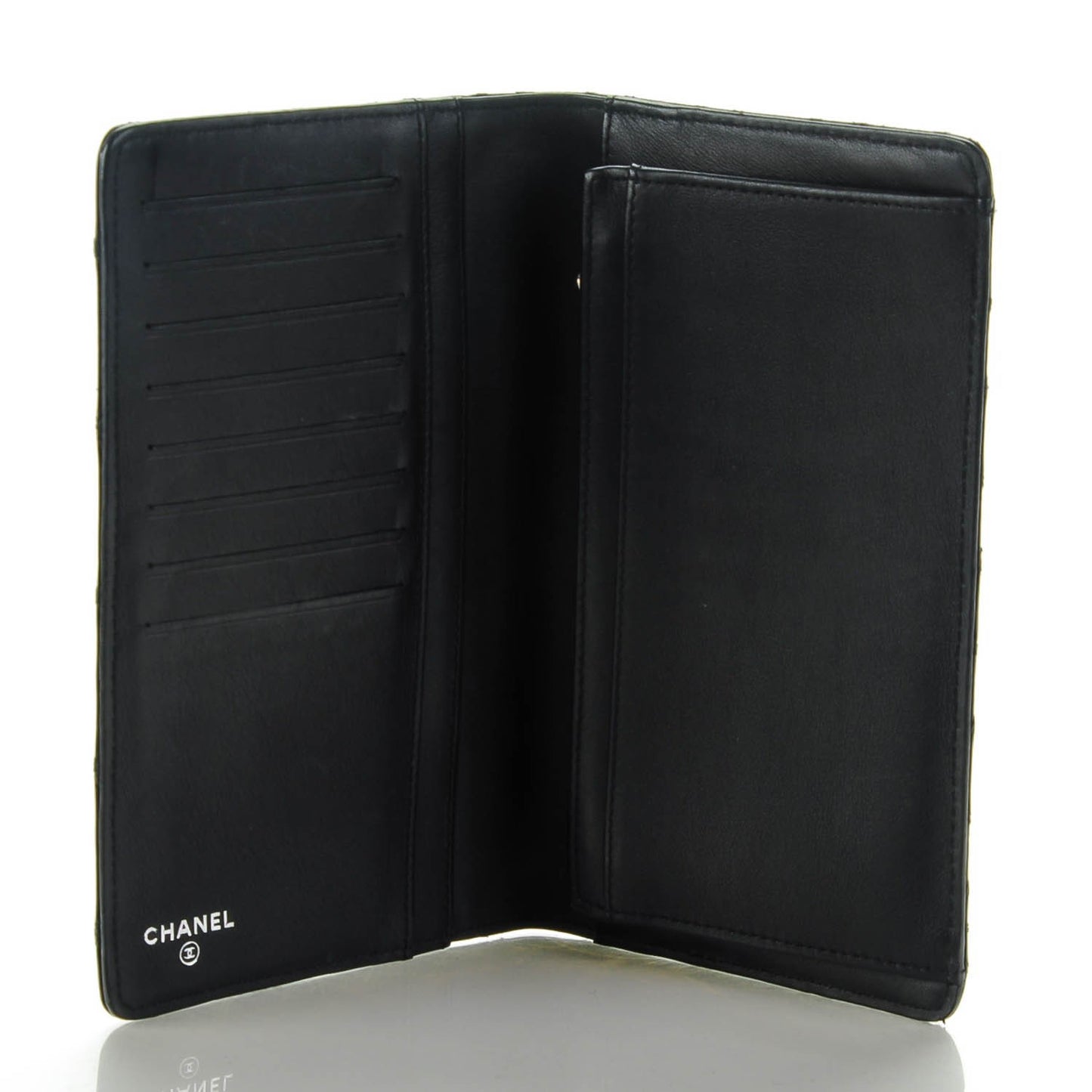 Diamond Stitched Yen Wallet Black