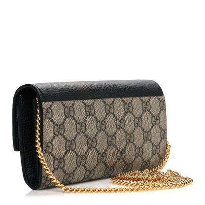Gucci Dollar Calfskin GG Supreme Monogram Petite GG Marmont Wallet Chain Bag Black Beige Ebony 3 of 10