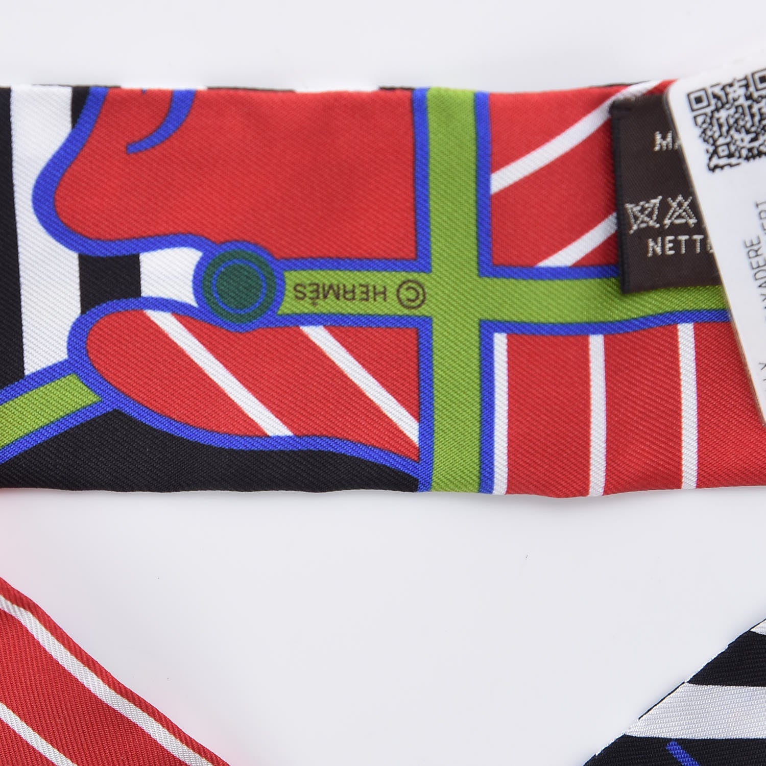 Hermes Silk Quadrige Twilly Rouge Orange Vert 5 of 5