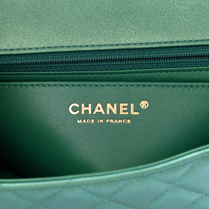 Chanel Iridescent Calfskin Quilted Mini Rectangular Flap Green 6 of 8