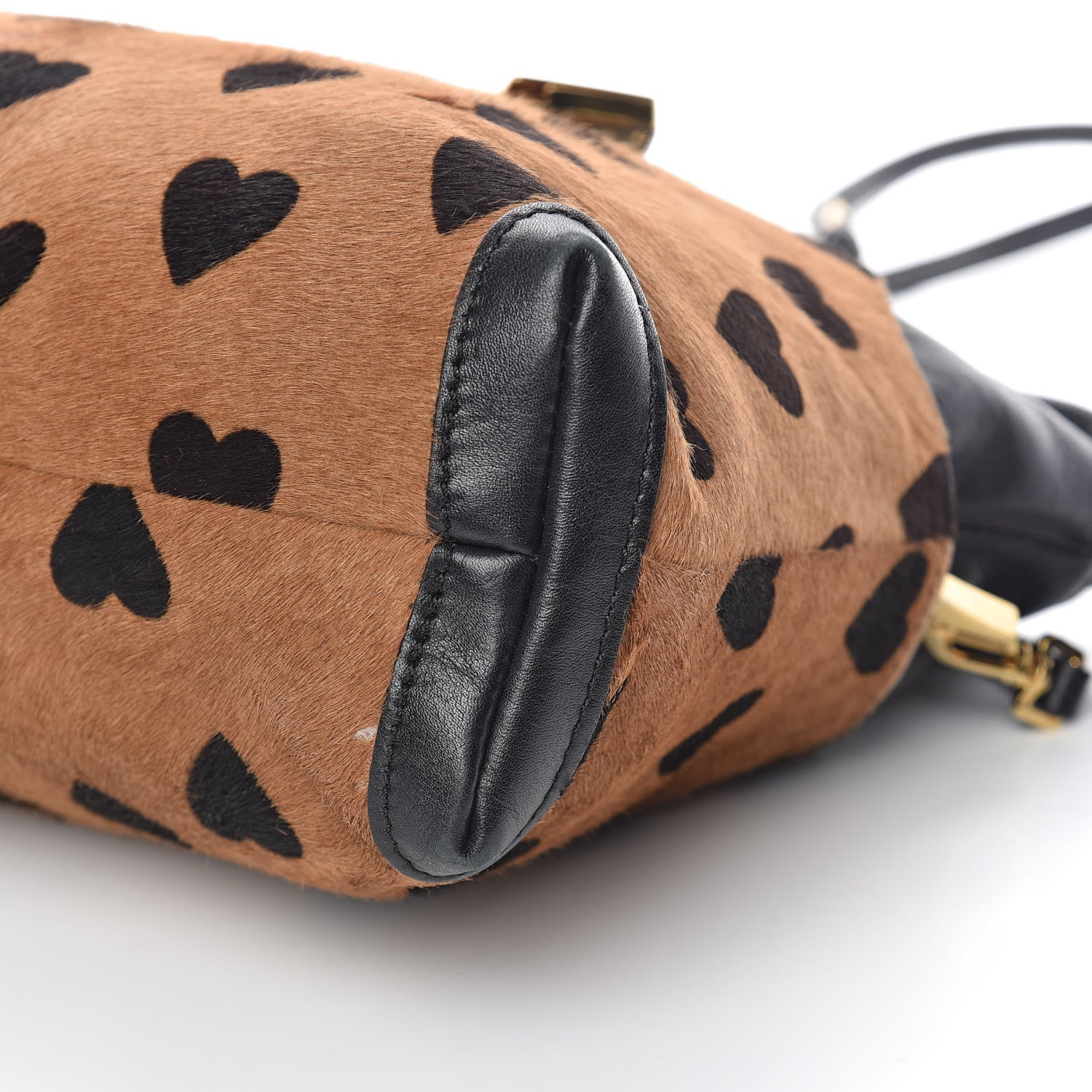 Burberry Calf Hair Heart Print Little Crush Dark Camel Black 10 of 11