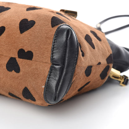 Burberry Calf Hair Heart Print Little Crush Dark Camel Black 10 of 11