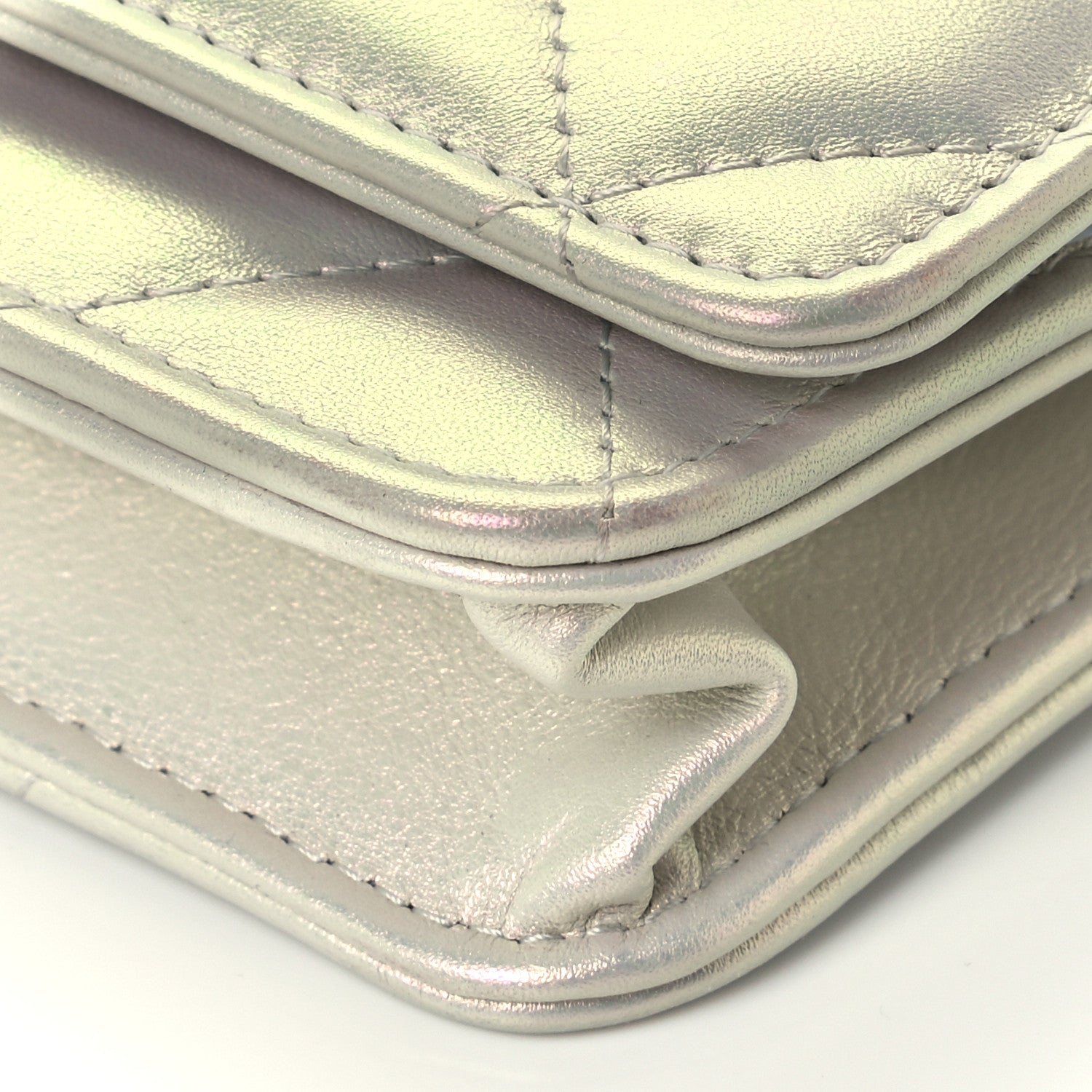 Chanel Iridescent Calfskin Quilted Chanel 19 Wallet On Chain WOC White 9 of 9