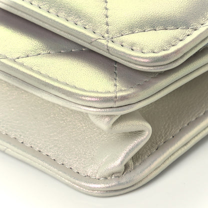 Chanel Iridescent Calfskin Quilted Chanel 19 Wallet On Chain WOC White 9 of 9