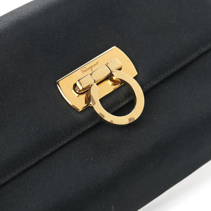 Salvatore Ferragamo Satin Gancini Chain Crossbody Black 10 of 10