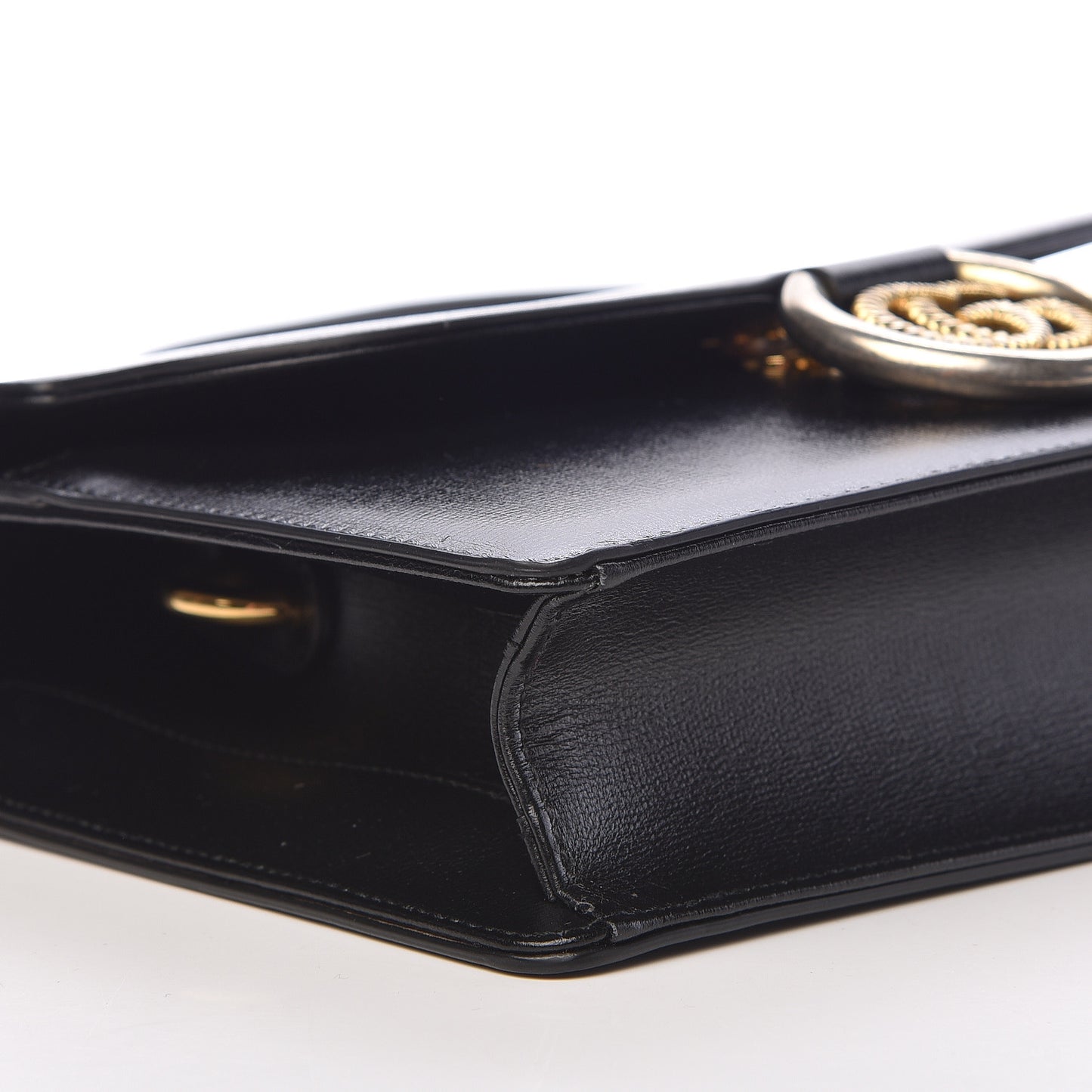Textured Calfskin Small Torchon GG Ring Shoulder Bag Black