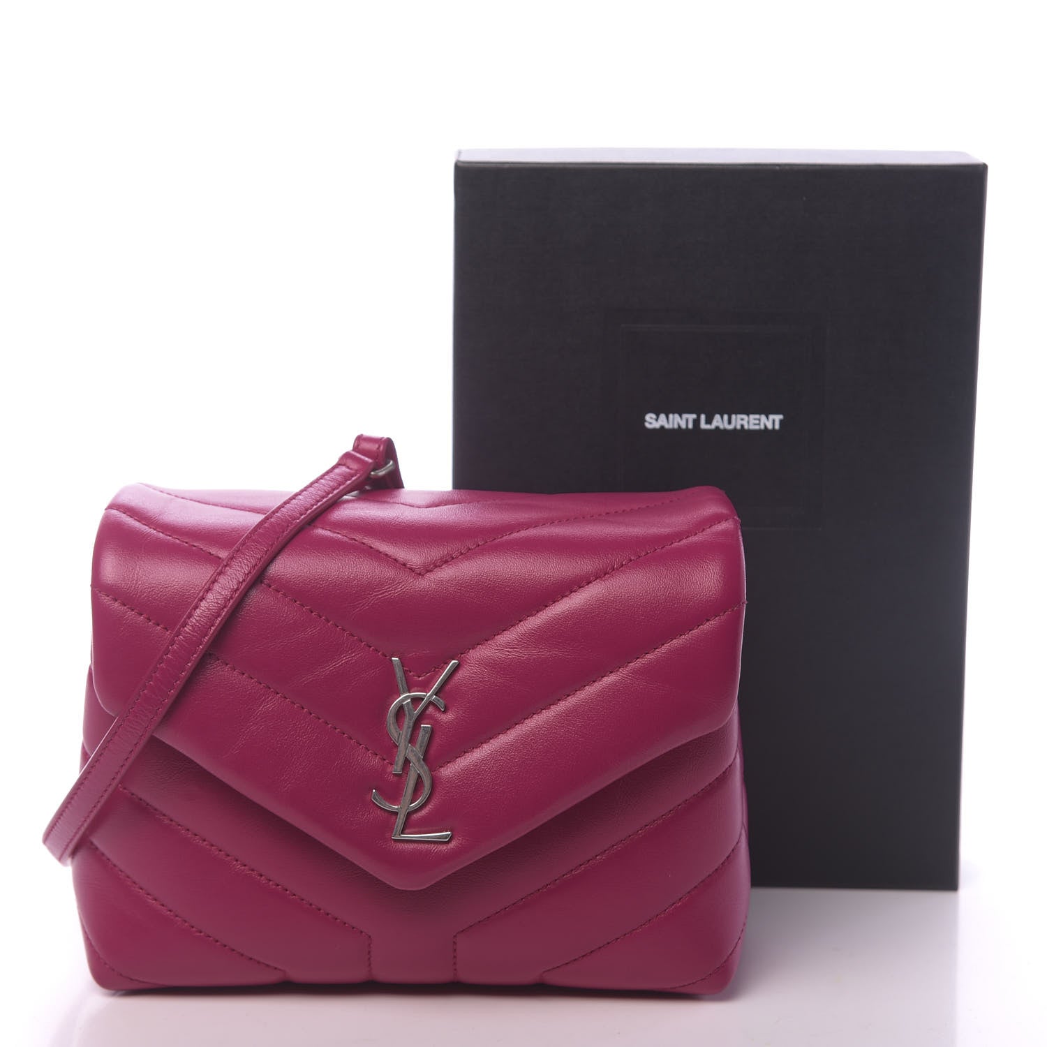 Saint Laurent Calfskin Y Quilted Monogram Toy Loulou Crossbody Bag Freesia 10 of 10