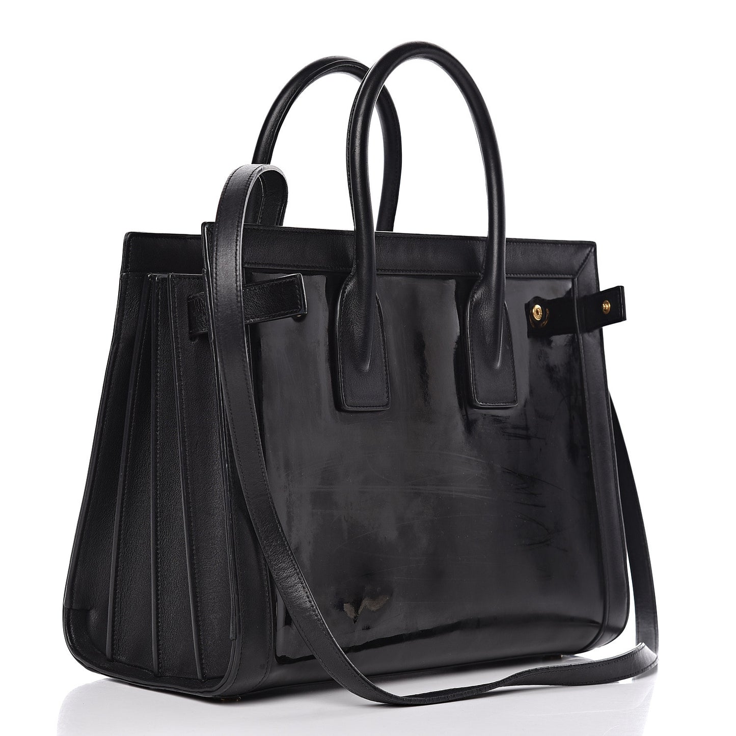 Patent Calfskin Small Sac de Jour Black